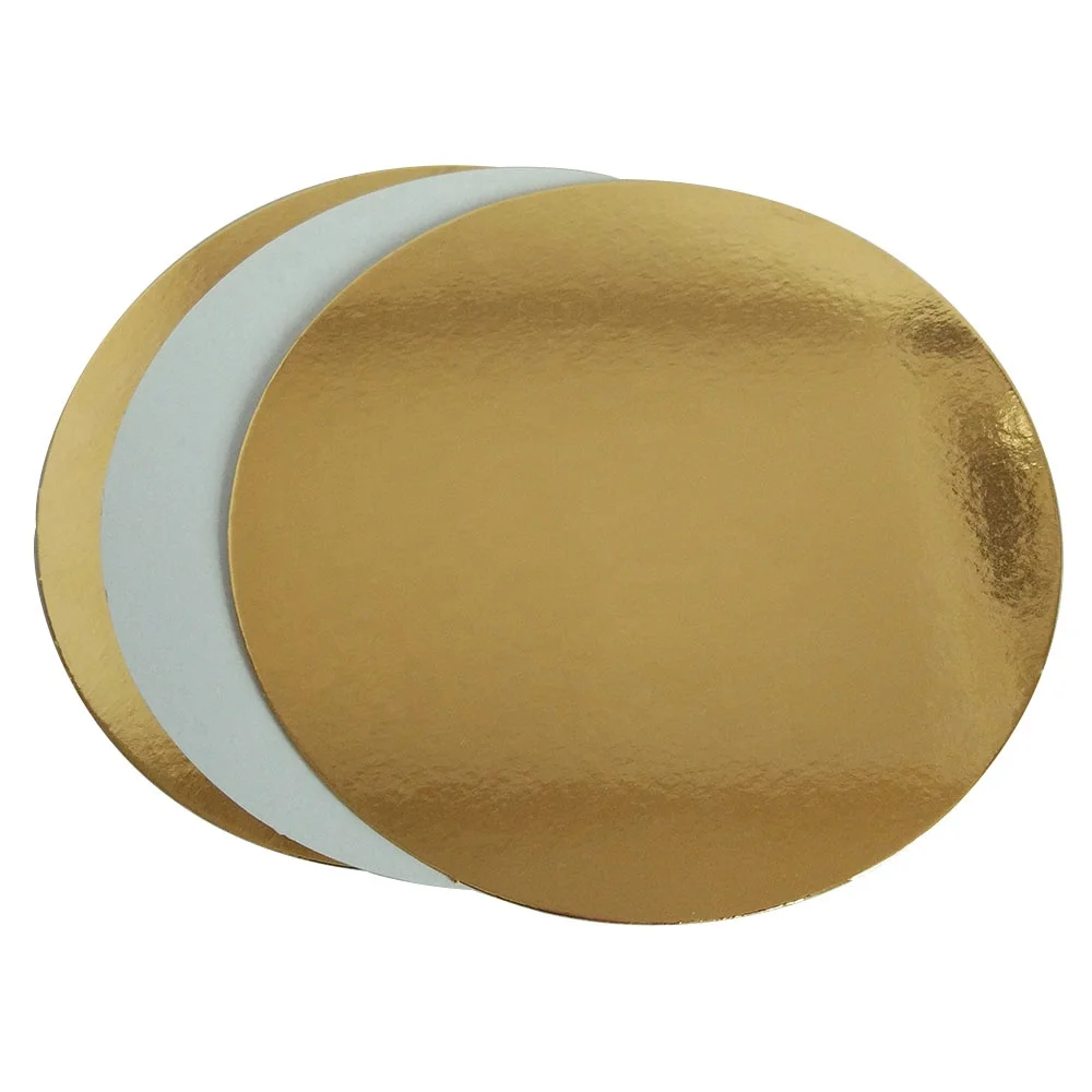 China BOAO factory wholesale round gold foil grease-proof silver cardboard cake tray, cake boards base for cake