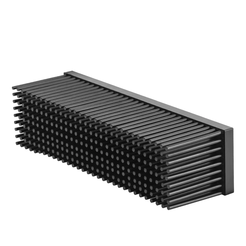 50W Length Width 200*55mm And Height 100mm Black Anodizing rectangle Led Light Aluminum Pin Fin Forged Heatsink