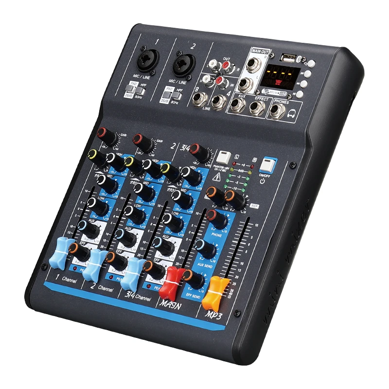 NX-4 4 Channels Mini Mixer with USB Audio Interface For Home Recording