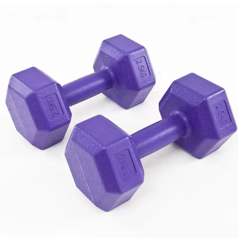 Fitness Equipment Strength 2kg 5kg 10kg Eco-friendly Round Plastic Rubber Hex Cement Dumbbell Training Dumbbel