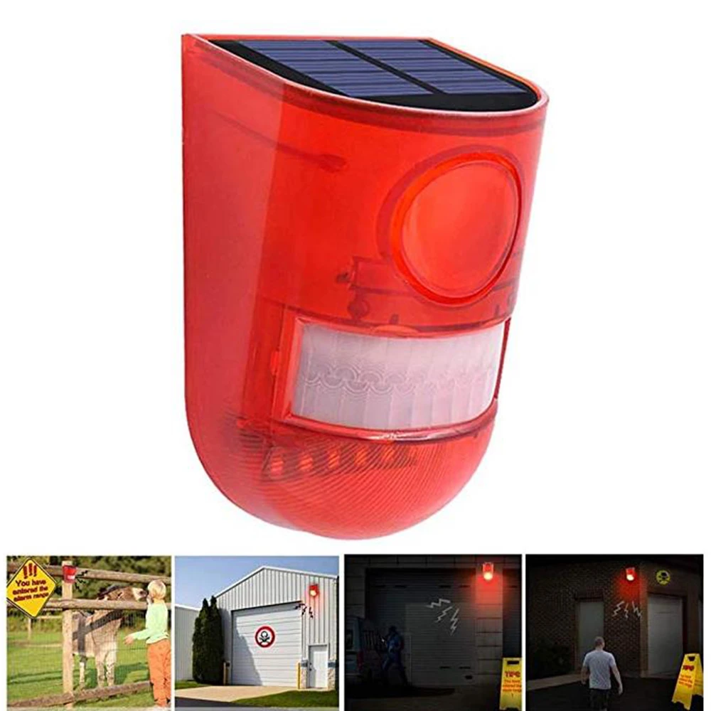 Solar motion sensor security light alarm With 129db Siren Strobe Light For Home Garden Security Alarm System