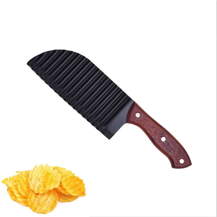 Stainless Steel French Fries Slicer Handheld Chipper Chopper Potato Carrot Chopping Knife  Crinkle Potato Cutter