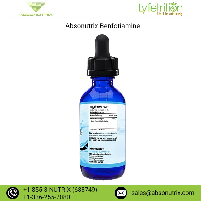 100% США производитель Absonutrix Benfotiamine Oral Liquid по достаточной