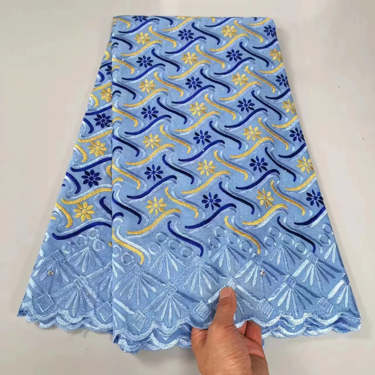 African Lace Fabric Embroidery Fabric 100 Cotton Embroidery lace Small Diamonds Ethnic Style African Lace