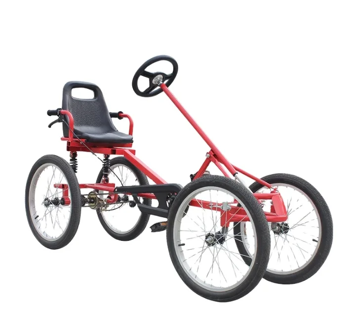 New Steel Frame Pedal Four Wheel Bike Outdoor Park Kart Bike Pedal Four Wheel Bike