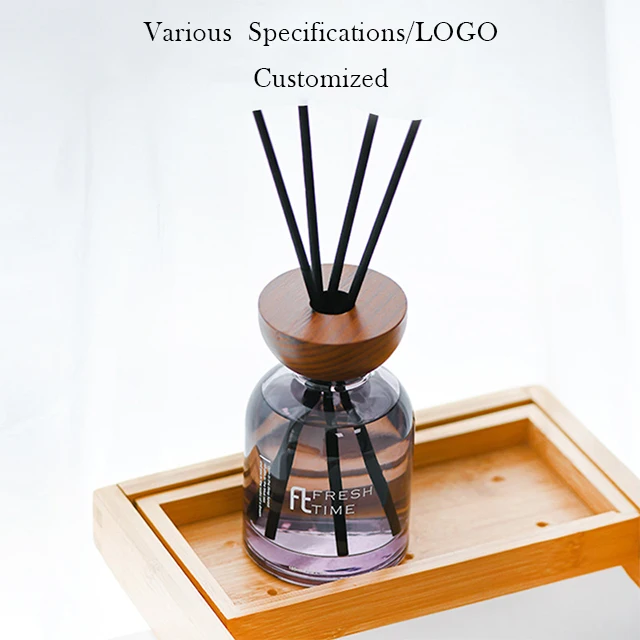 Vietnam Home Hotel Transparent Glass Essential Oil Aroma Reed Diffuser Luxury Scenting With Wooden Cap