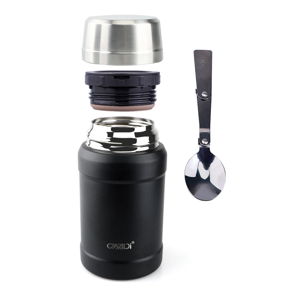 316 High Quality 800ml Double Walled Food Flask with Spoons and canvas bags