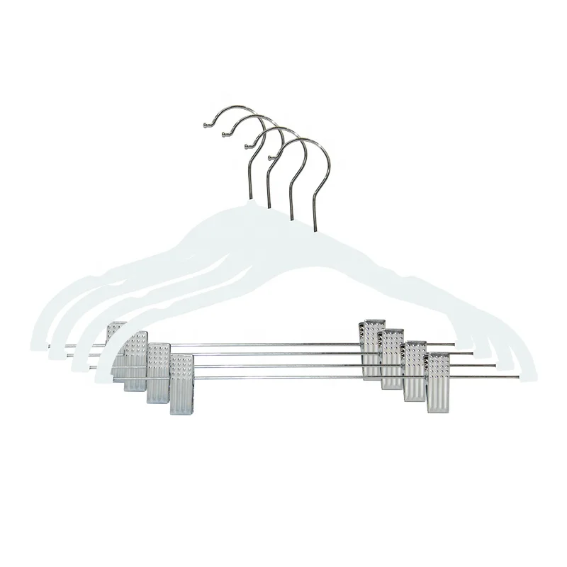 adult and children size velvet coat hanger for cloths with plastic clips pants trousers ornament hanger