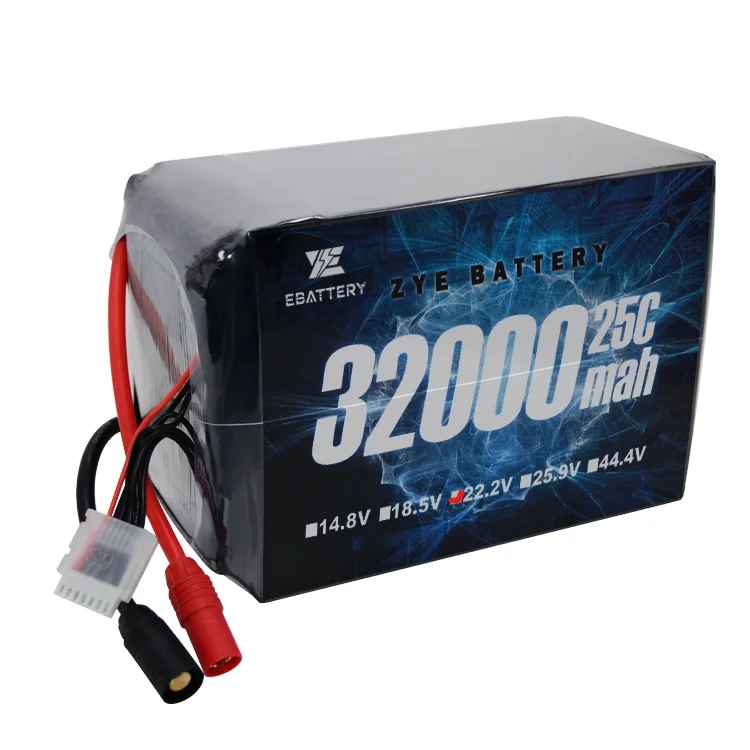 ZYE 16000mah 22000mah 32000mah 11.1v3s 14.8v4s 22.2v6s 44.4v12s lipo battery pack for fire fighting agricultural sprayer drone