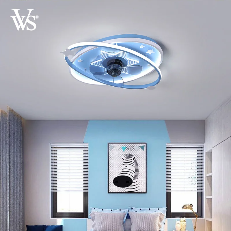 VVS OEM/ODM manufacturer pink blue iron aluminum minimalist decorative lighting ceiling fan
