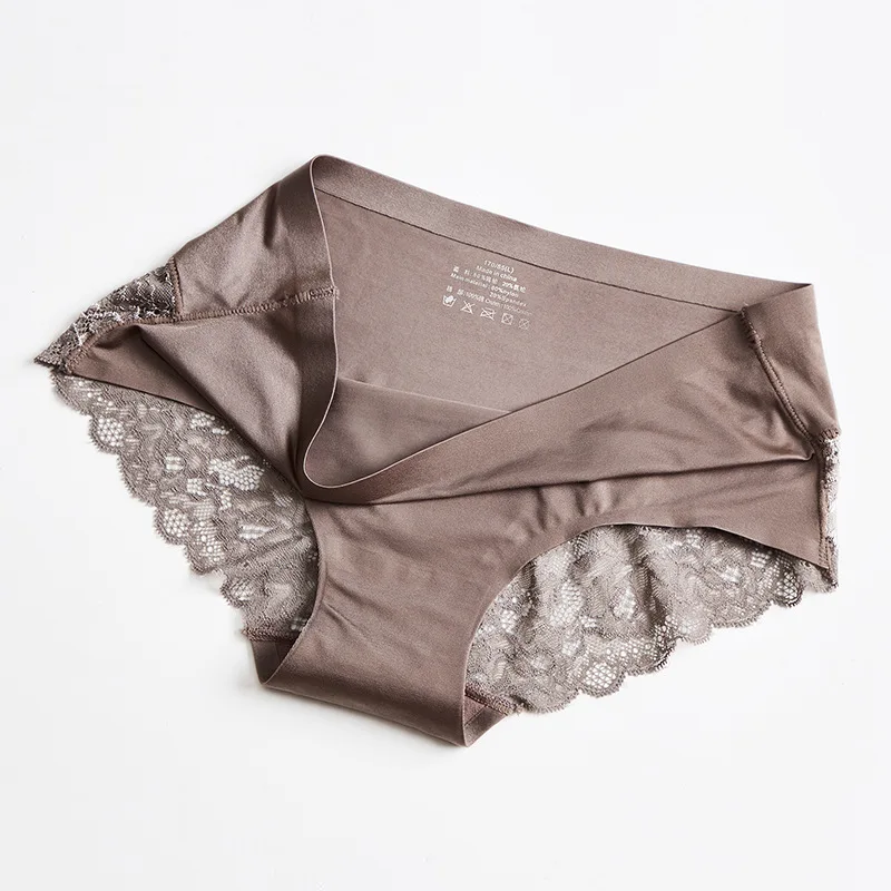 High Quality Women Selacess Underwear Sexy Girl Traceless Icesilk Panties with Laclaceshion Ladies Bikini Tsexyunderpants Hot