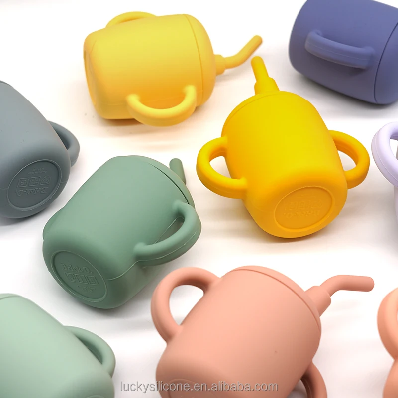 2022 Hot selling BPA Free Unbreakable Toddler Open Learning Cups Infants Drinking Silicone Baby Training Cup
