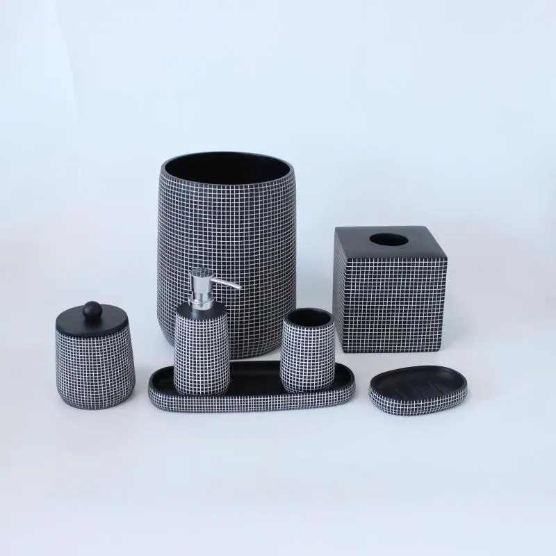 2021 new design buy cheap 5 piece 3 piece polyresin  toiletries sets Resin Bathroom Accessory Set resin bath sets