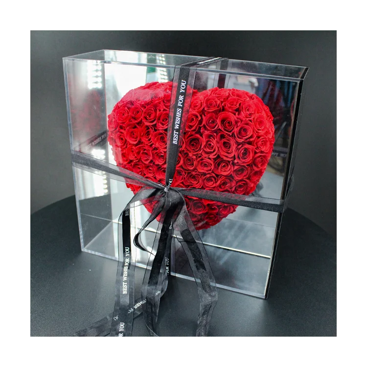 Valentines day anniversary necklace gift box preserved rose packing dry flower Artificial Flowers for wife girlfriend
