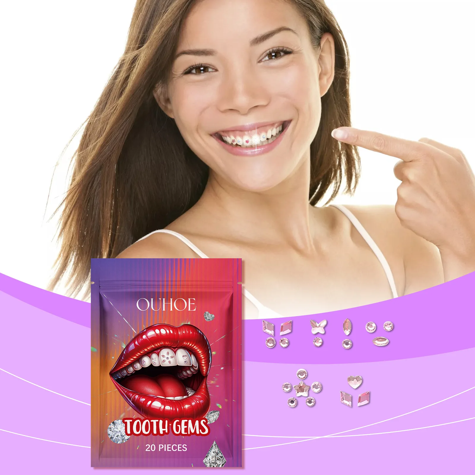 Portable Crystal Teeth Diamond Sticker Multi-Purpose Teeth Whitening Accessory Fashionable Decorative Shine Enhances Smile