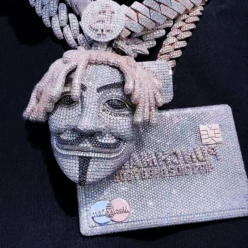 Ice Out Custom Heart Cardiac 3d Enamel Pendant Pass Testter Vvs 925 Silver 10k Gold Hop Jewelry Moissanite Pendant For Men