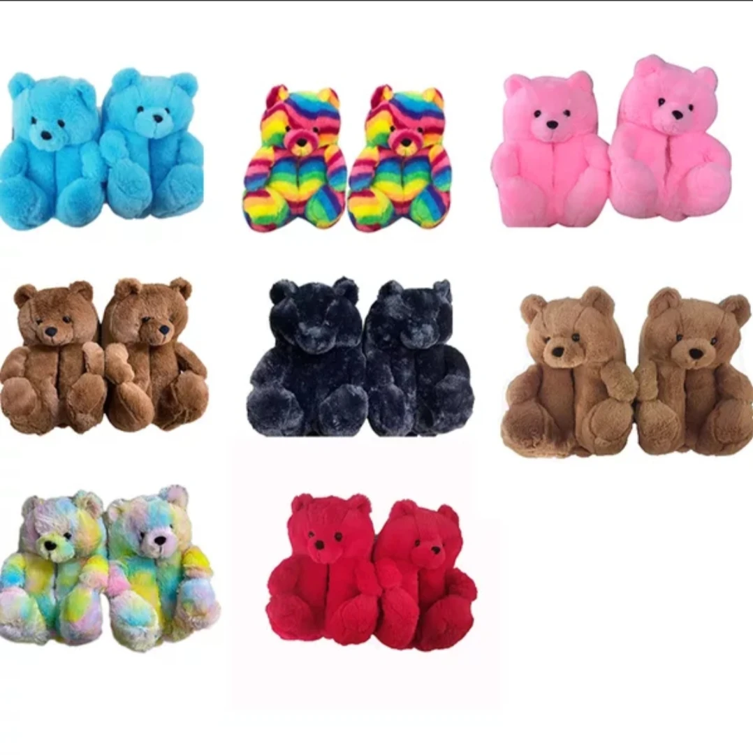 
2020 Wholesale Cheap Woman Kid Bedroom Soft house slipper plush indoor slipper Teddy Bear Slippers 
