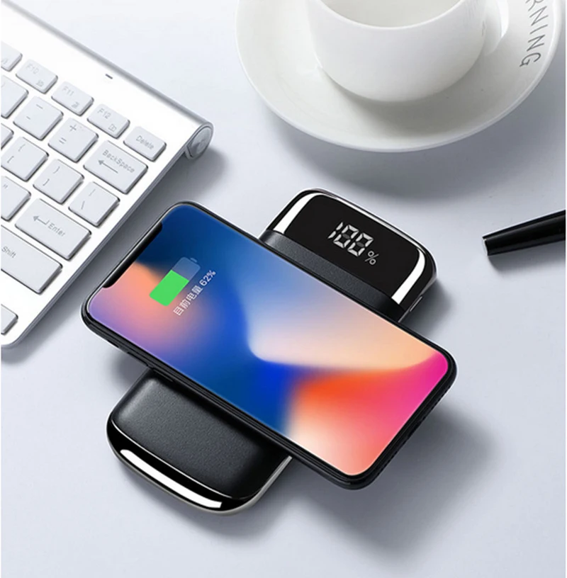 Wholesale 10000mah mobile battery powerbank wireless charger fast charge customize logo Metal power bank for mobile phone