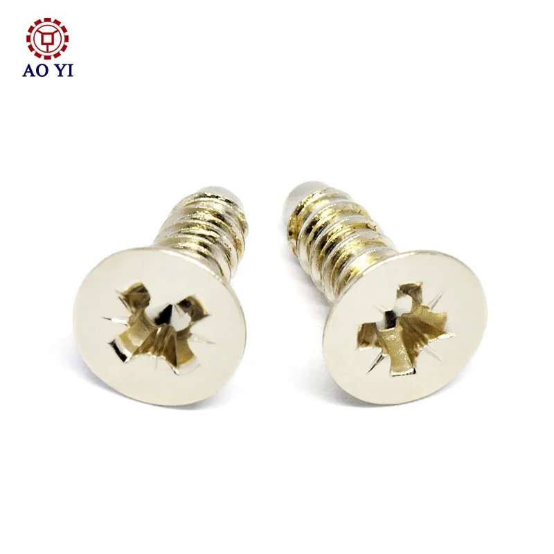 Pozi Drive Socket Countersunk Flat Head Screw with Bronze Nickel Plated Self-tapping screw
