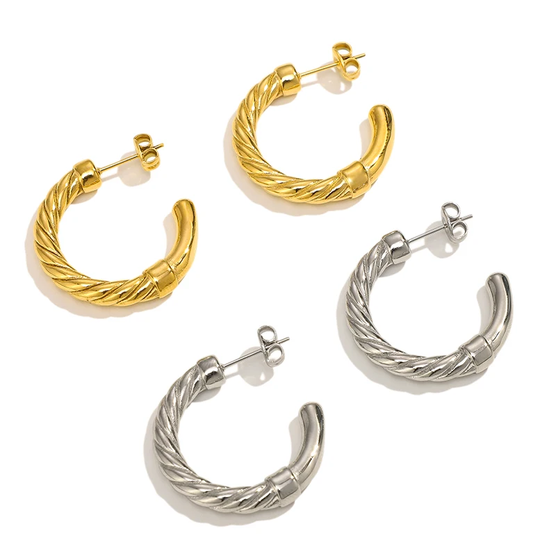 MICCI Tarnish Free Non Tarnish Jewelry CC Shaped Stainless Steel Gold Plated Custom Earrings jewelry for girls