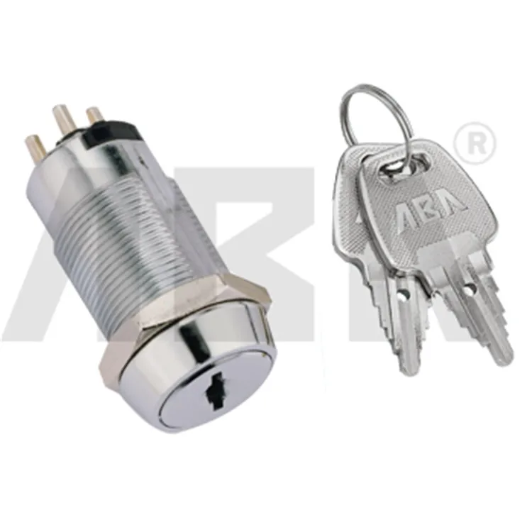 Top quality 19mm 2 position/3 position door release electrical key switch on off key lock