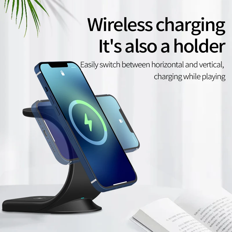 Top Sell 15W Fast Wireless Charger 3 In 1 Magnetic Wireless Charging Cell Phone Holder Multi function Wireless Charger