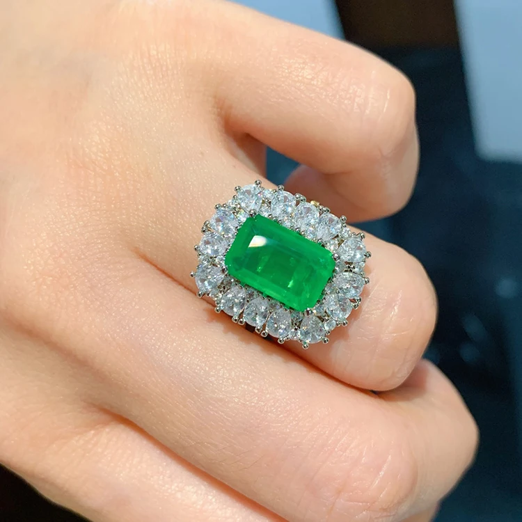 Factory Directly Wholesale Price Copper Alloy Emerald Rings Jewelry Women