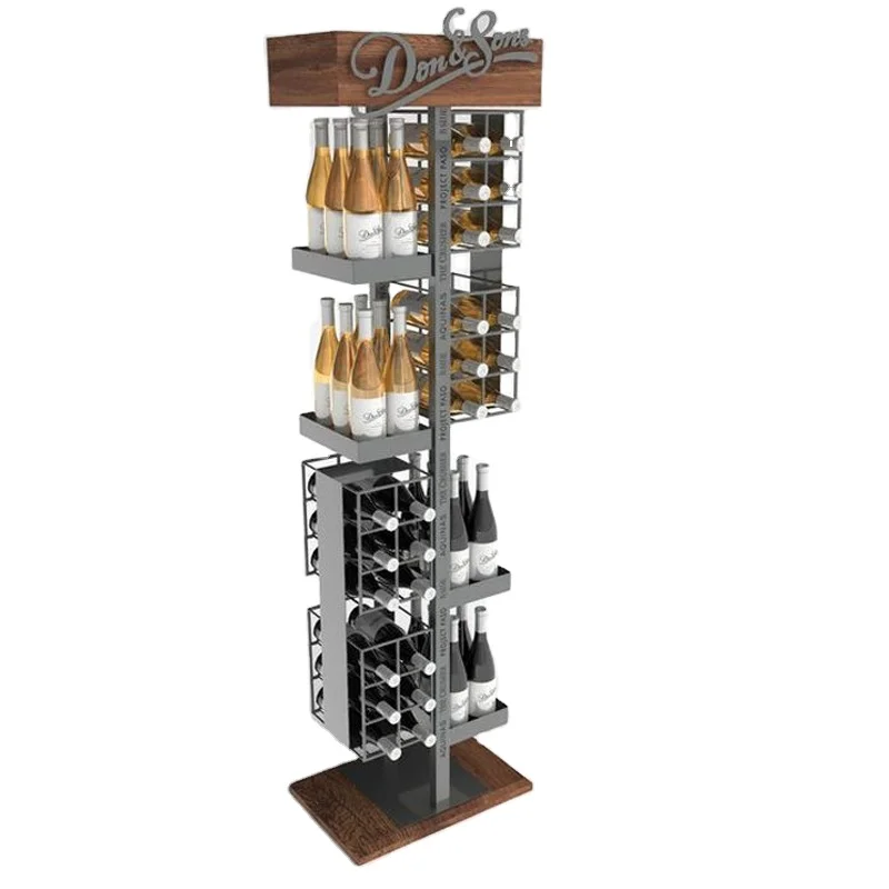 Customized Supermarket Wine Store Standing Liquor Bottle Storage Rack Soda Water Beverages Drink Display Stand For Coca Cola
