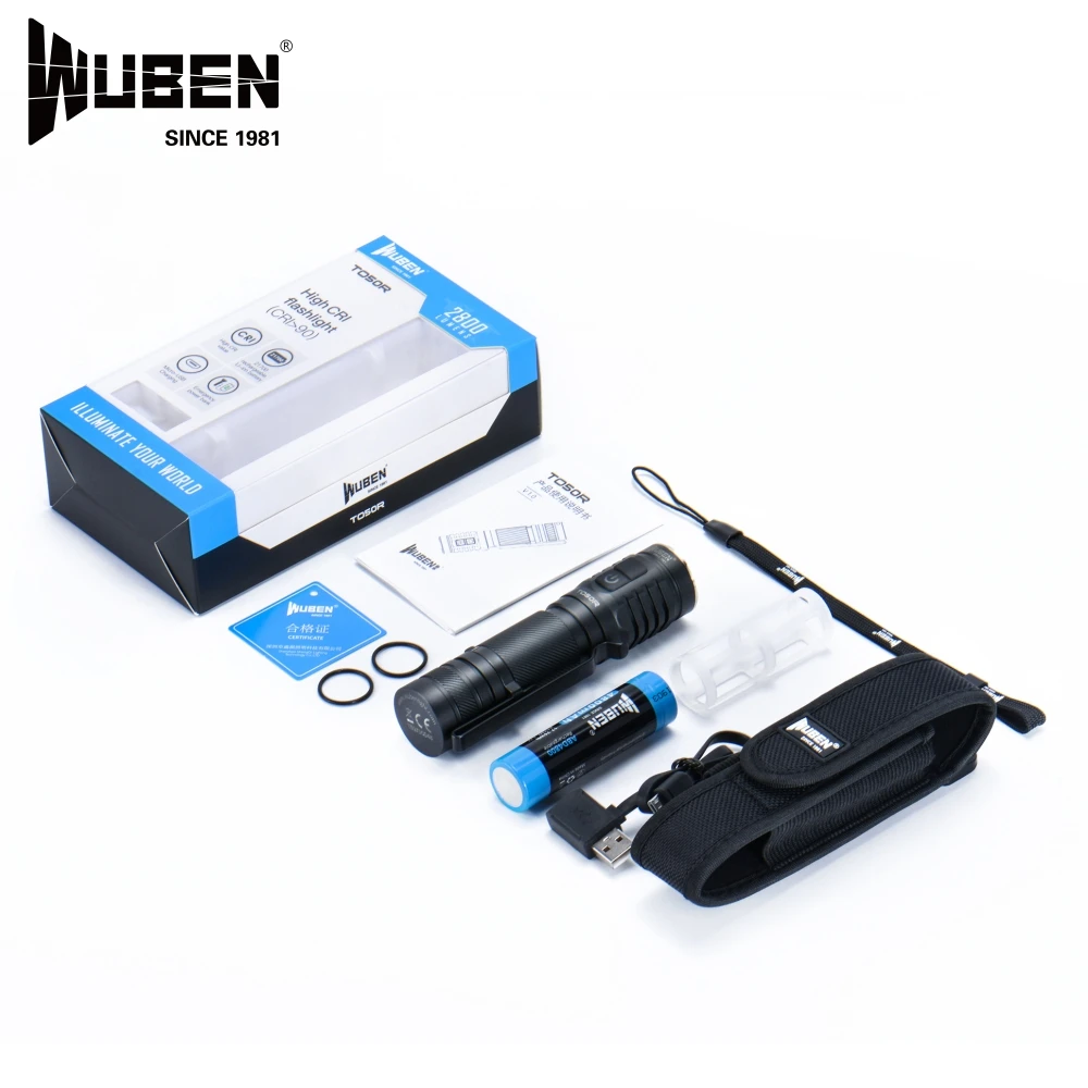 NEW! WUBEN TO50R 2800 LUMENS HIGH CRI FLASHLIGHT 140M EDC outdoors Photography LED light 5000K 21700 BATTERY POWER BANK TORCH
