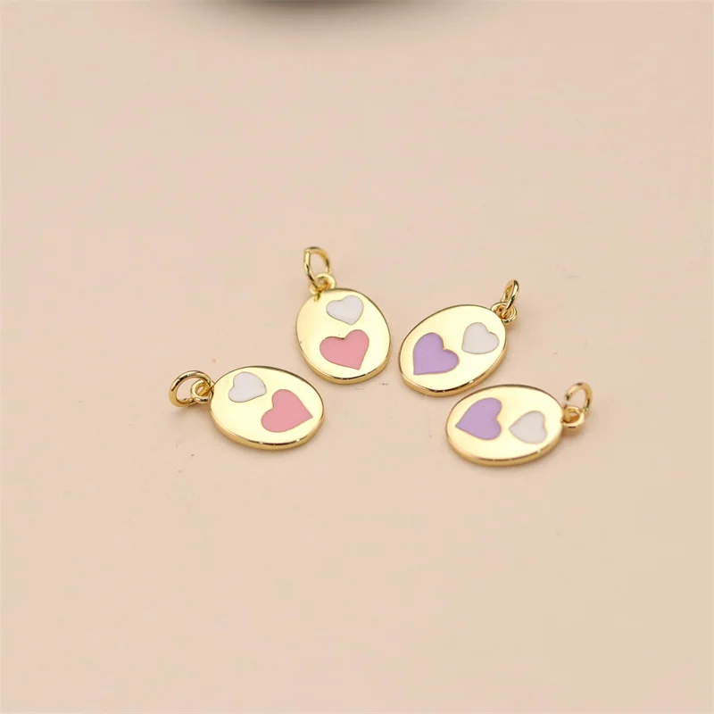 Heart Enamel Pendant Golden Color Metal Heart Enamel Pendant Custom Enamel Charms