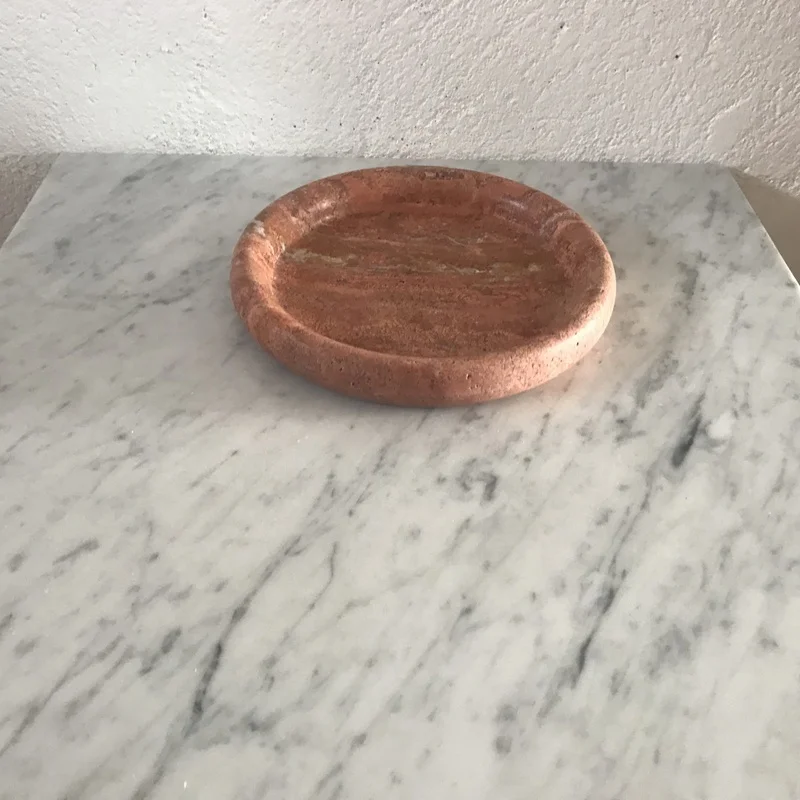 Wholesales Red travertine tray and natural stone round tray