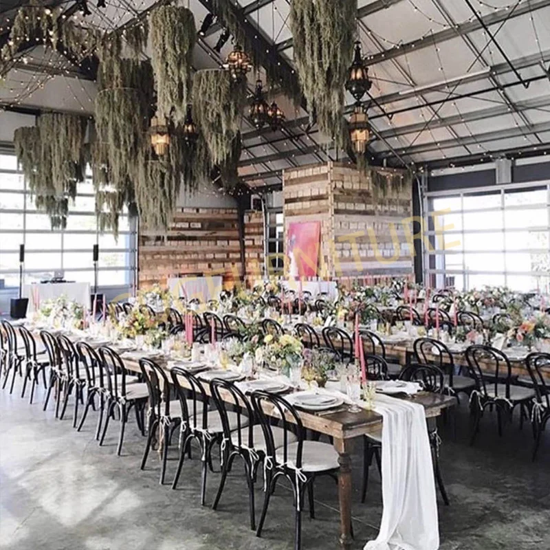 Wholesale Timber Thonet Rental Event Vienna Side Chairs Wrought Iron Black Banquet Party Stacking Chavari Chairs Wedding