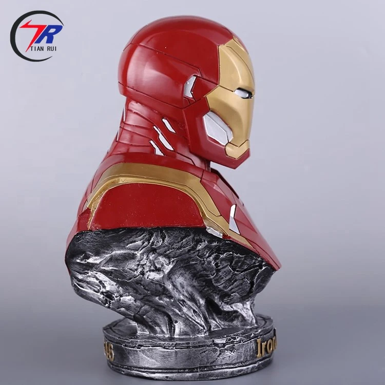 Hot products Home decor cartoon Marvel Red Iron Man can shine fiberglass bust resin statue