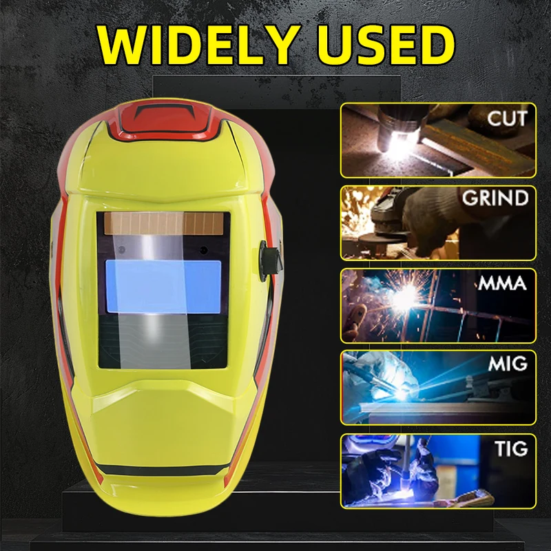 Biliquid Crystal Solar Welding Helmet 2 Arc Sensor Wide Lampshade 4/9-13 TIG MIG Replaceable Battery