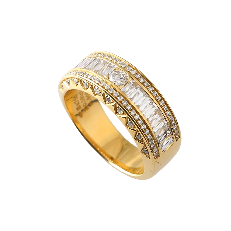 Wholesale Custom Simple Designs Jewelry Men Moissanite Wedding Rings Couple Set 14K Gold Plated Lab Grown Diamond Eternity Ring