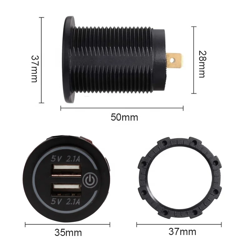 Waterproof 12V 4.2A Dual Port Socket Mobile Phone USB Car Charger