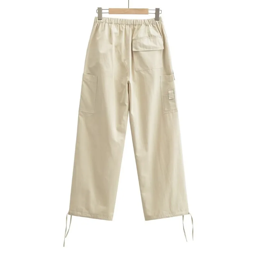 Women Winter Long Thermal Drawstring Waist Street Leisure Hip Hop Cargo Pants