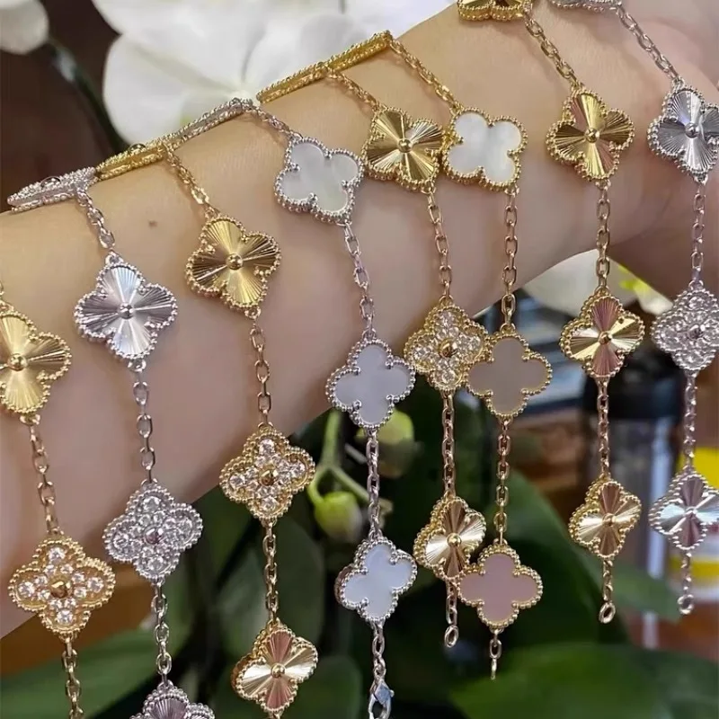 High Quality Stainless Steel 18K Gold Plated Designer Clover Brand Jewelry Four Leaf Bracelet for Women