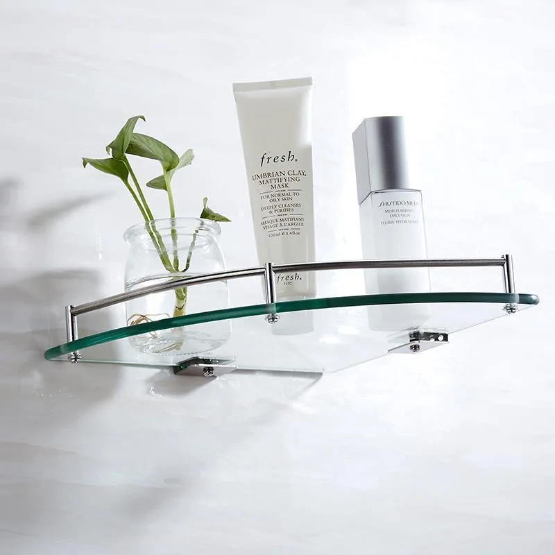 Glass Shelve Stainless Steel Bracket Wall-Mounted Corner Shower Shelf for Bathroom Stainless Steel 304 Bathroom Accessories