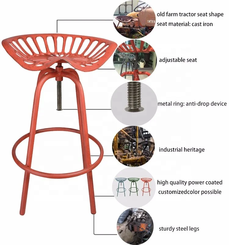 Esschert Design New Arrival Tractor Stool Adjustable Industrial Chair
