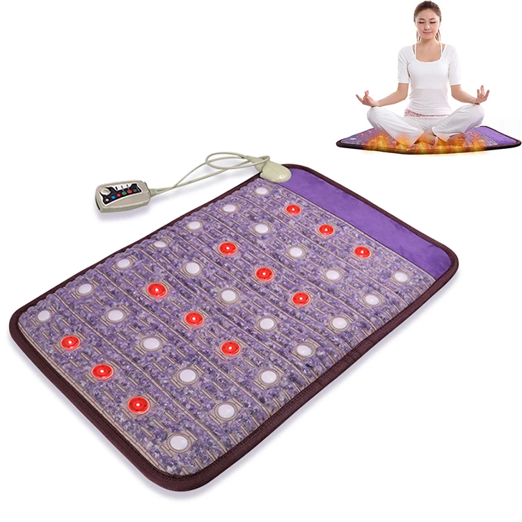 20*31.5inch Amethyst Bian-stone PEMF Heating Therapy Pad Photon Far Infrared Crystal Heating Mattress With Negative Ions