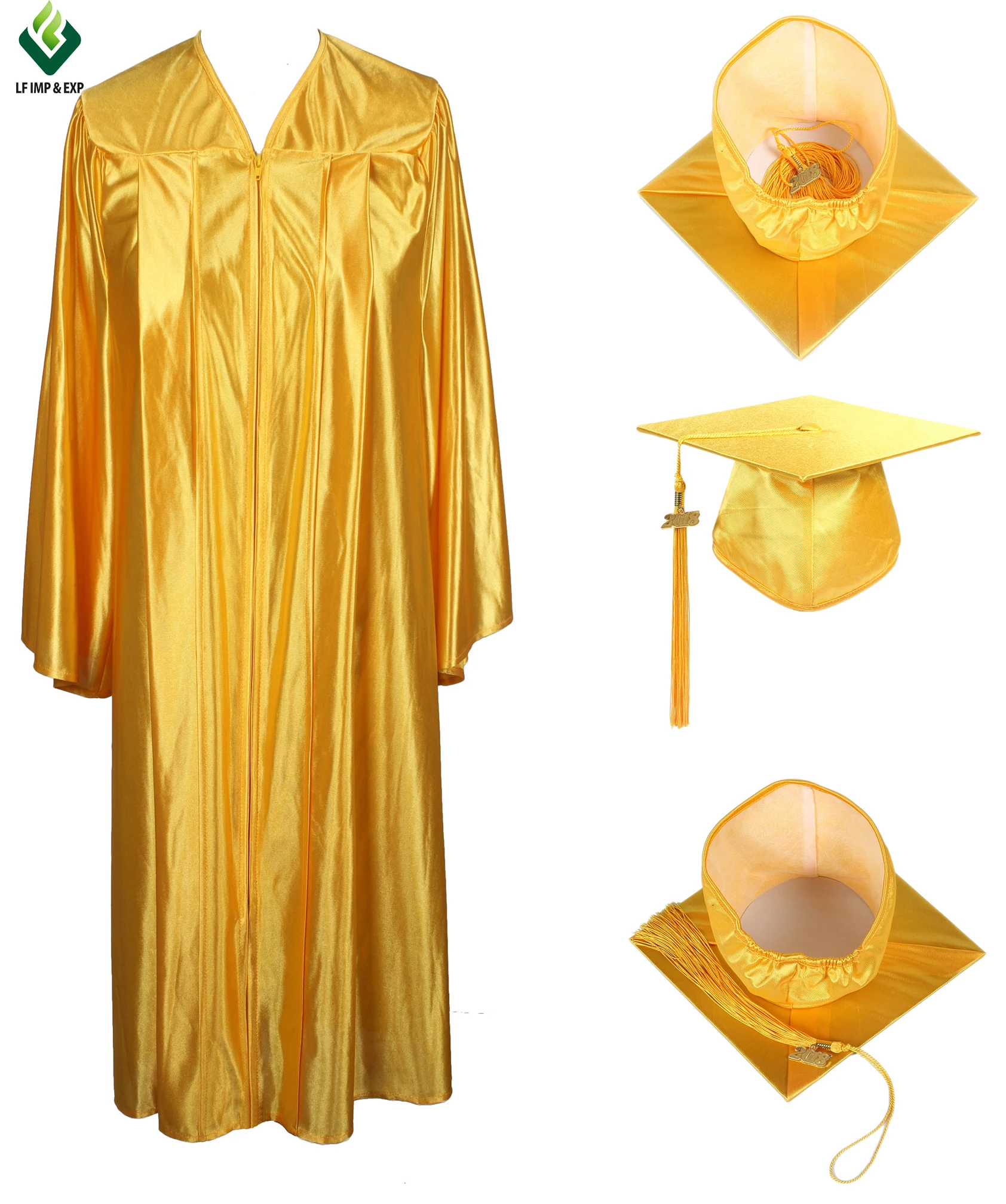 Wholesale graduation dress set including gown, hat, tassel custom graduation gown adult graduation gown