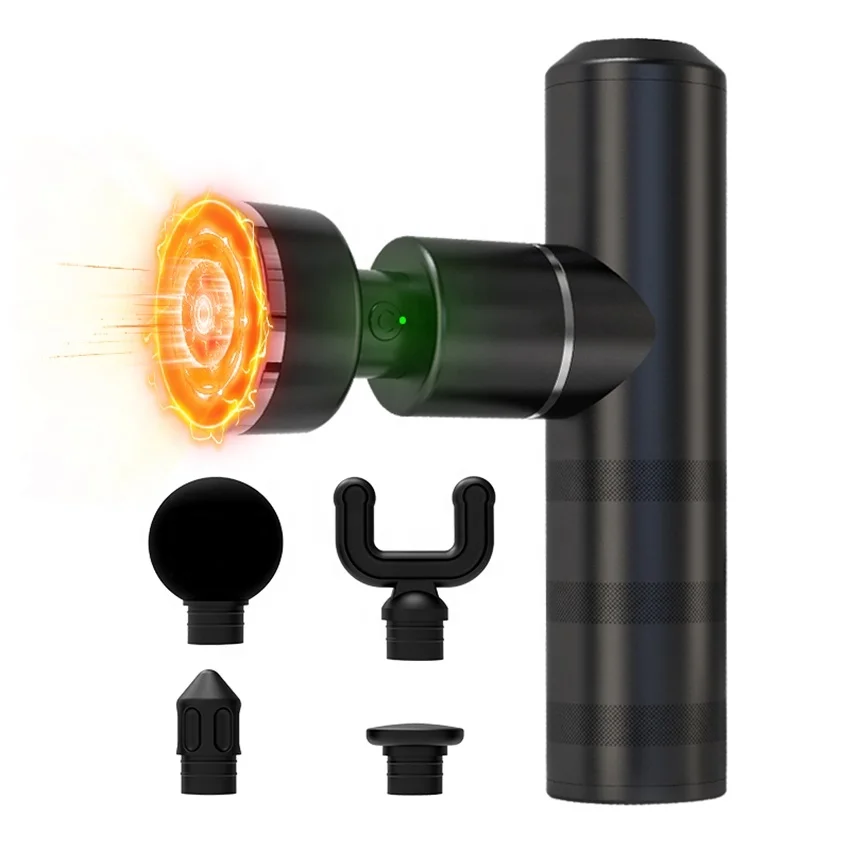 Source Manufacturer Sports Recovery Massage Gun With Heating Head Massage Gun Professional 5 Head Mini Massage Gun