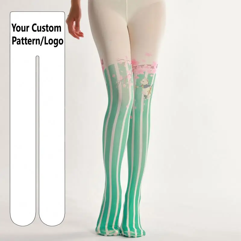Striped anime print sexy girls nylon asian nylon free samples compression pantyhose women stockings