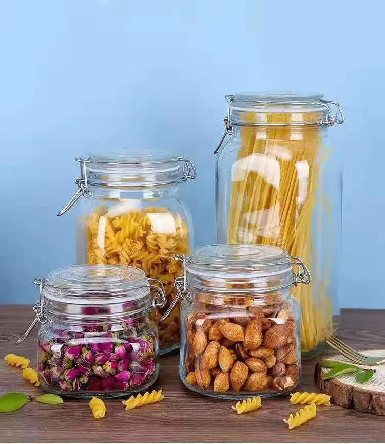 Glass Sealed Snap Storage Jars Wine Pickle Jam Can for Canned Food With Locking Lid