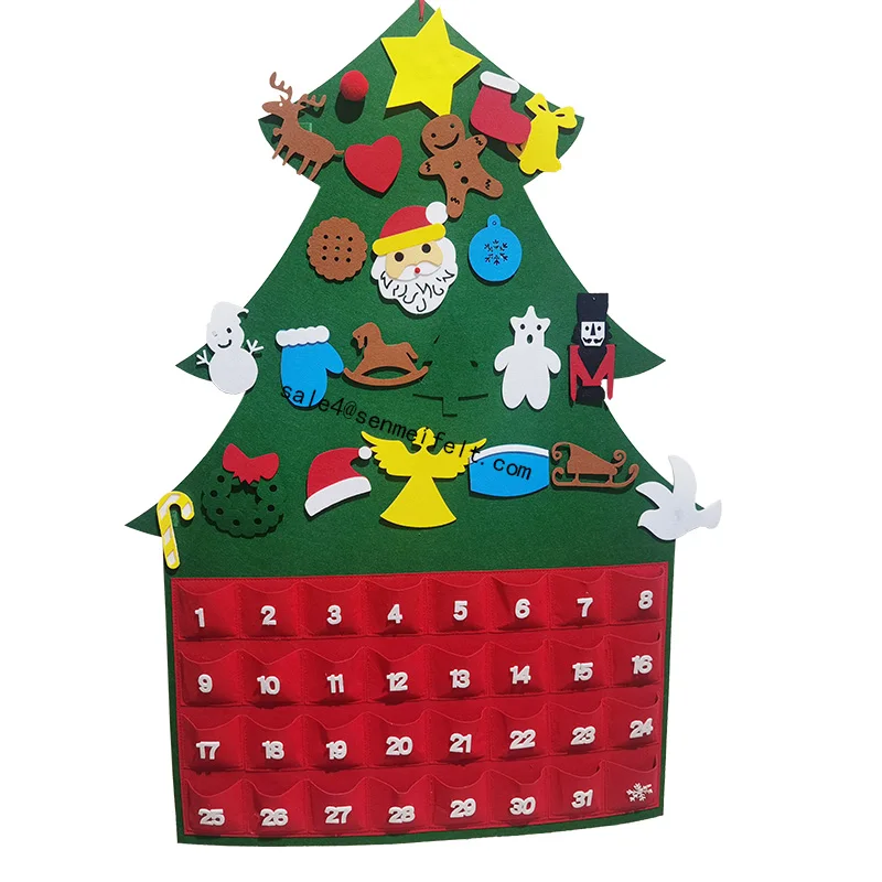 DIY Felt Hanging Advent Countdown Calendar 31days felt christmas advent calendar
