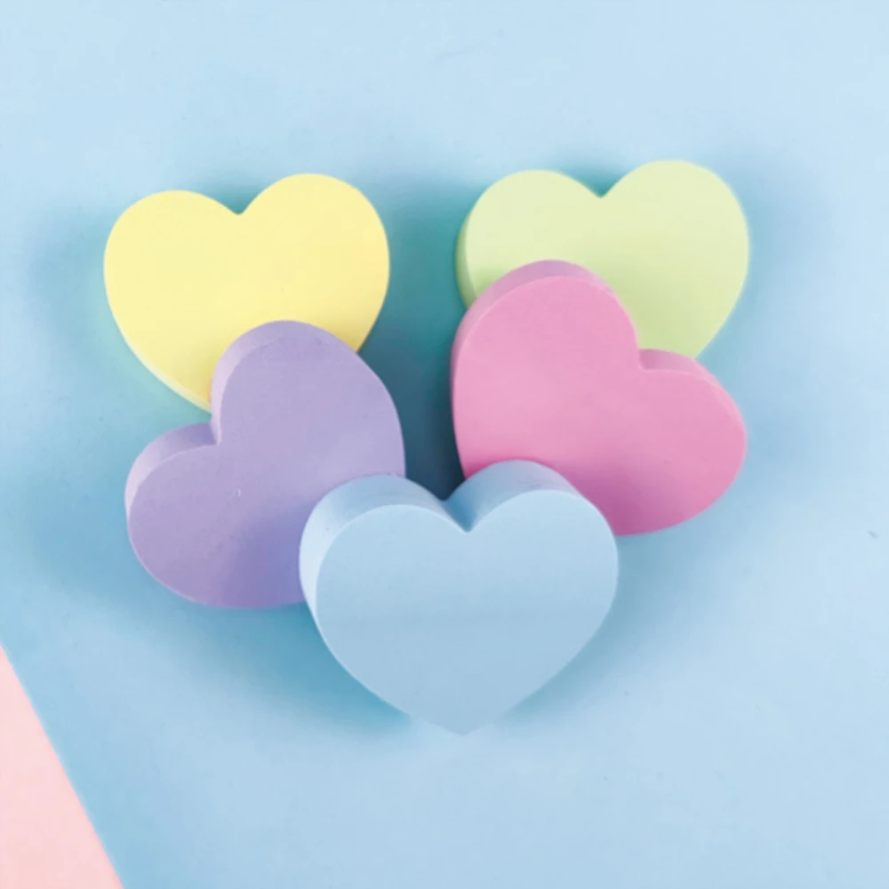 120 Sheets Sticky Notes Colorful Heart Shaped Colorful Sticky Memo Funny Cute Self-Stick Removable Memo Note Pads Self Adhesive