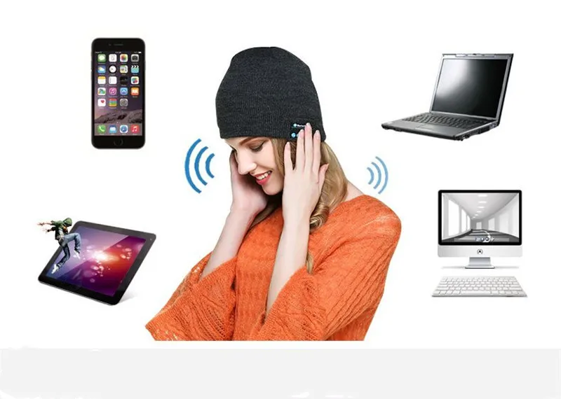 Built-in Mic Speaker Knitted Wireless Headphones Stereo Speaker Musical Wireless Beanie Hat