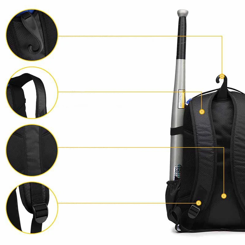 custom professional kids baseball bat equipment backpack lightweight softball bat bag with helmet holder