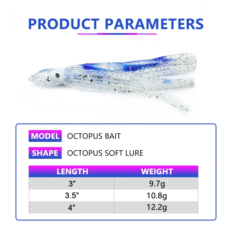 THOR FORCE Soft Lure High Quality Luminous 5pcs Packing Trolling Skirt Sea Fishing Glowing Squid Skirt Octopus Fishing Lures
